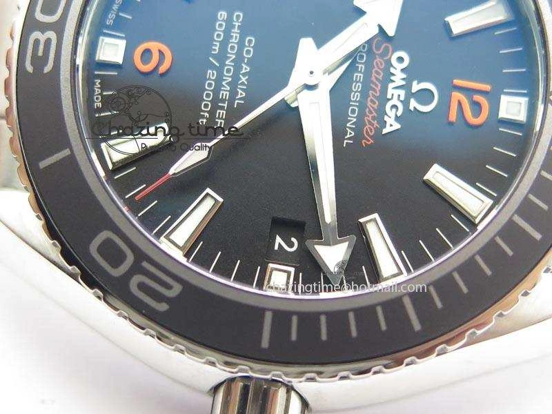 Planet Ocean SS Bp Maker 45mm Black Bezel Orange Numbers On SS Bracelet A8500