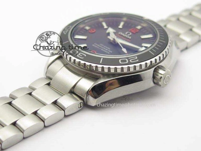 Planet Ocean SS Bp Maker 45mm Black Bezel Orange Numbers On SS Bracelet A8500