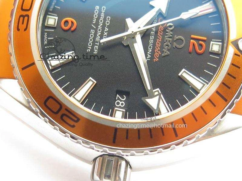 Planet Ocean SS Bp Maker 45mm Orange Bezel On Orange Rubber Strap A8500
