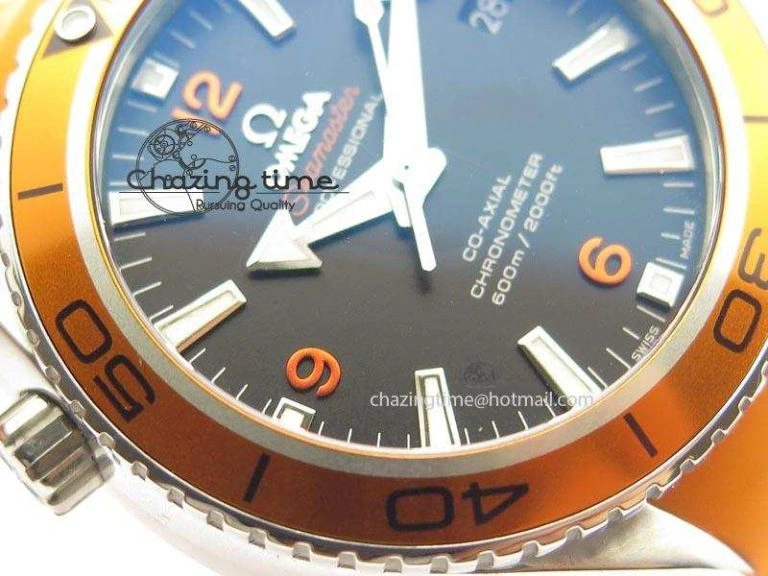 Planet Ocean SS Bp Maker 45mm Orange Bezel On Orange Rubber Strap A8500