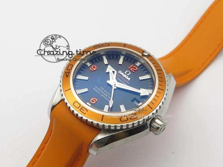 Planet Ocean SS Bp Maker 45mm Orange Bezel On Orange Rubber Strap A8500