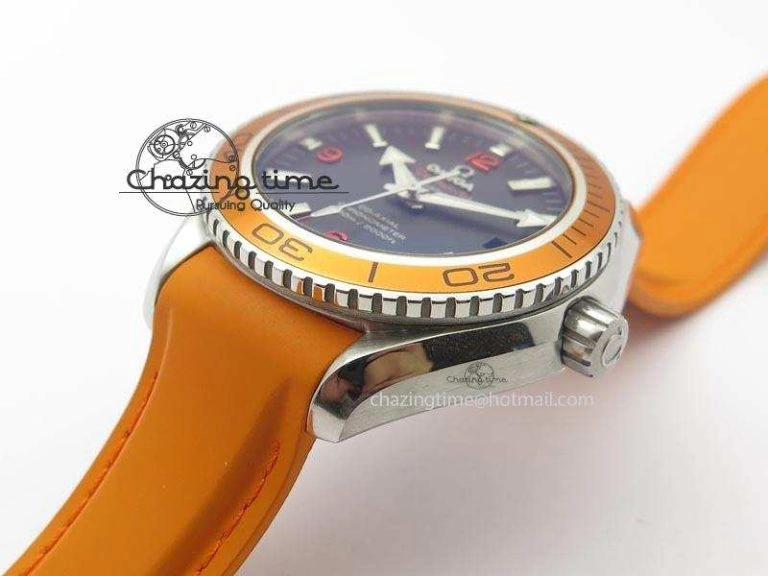 Planet Ocean SS Bp Maker 45mm Orange Bezel On Orange Rubber Strap A8500