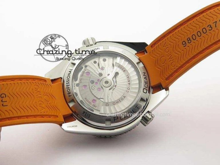 Planet Ocean SS Bp Maker 45mm Orange Bezel On Orange Rubber Strap A8500
