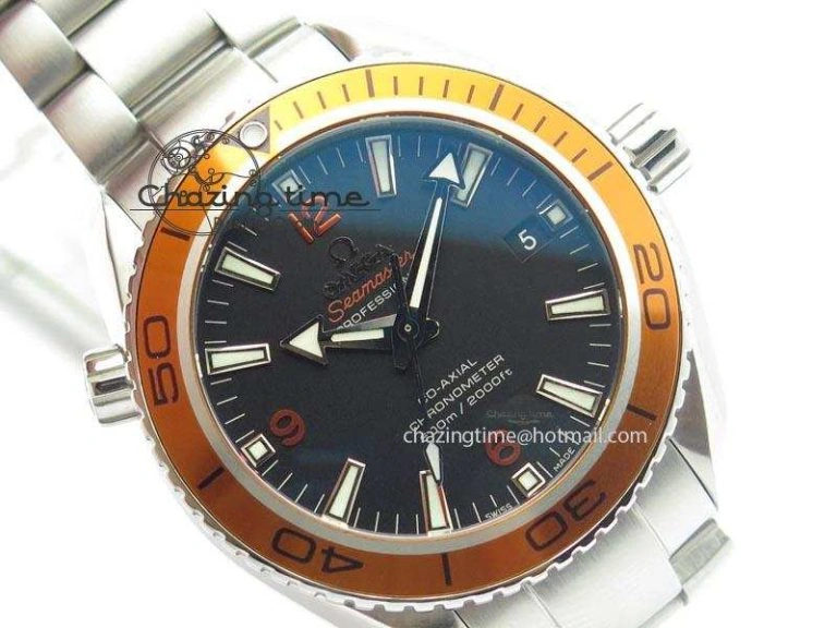 Planet Ocean SS Bp Maker 45mm Orange Bezel On SS Bracelet A8500