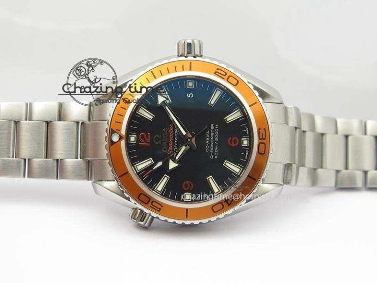 Planet Ocean SS Bp Maker 45mm Orange Bezel On SS Bracelet A8500