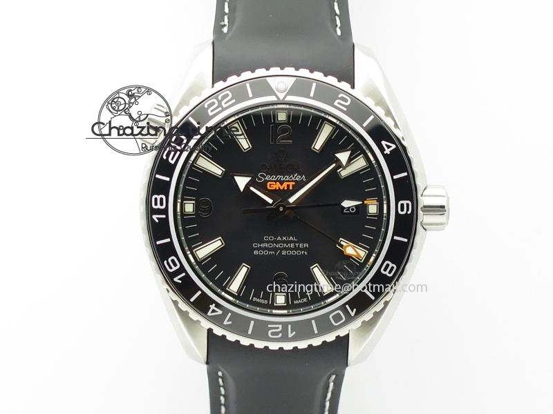 Planet Ocean SS GMT Black Dial Silver Markers On Black Rubber Strap A8605