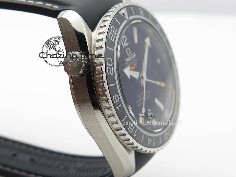 Planet Ocean SS GMT Black Dial Silver Markers On Black Rubber Strap A8605