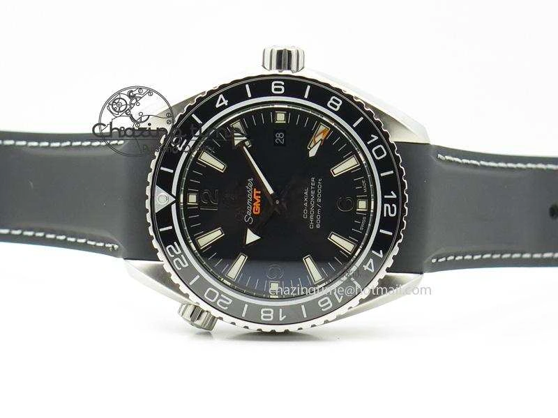 Planet Ocean SS GMT Black Dial Silver Markers On Black Rubber Strap A8605