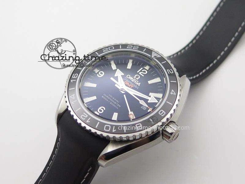 Planet Ocean SS GMT Black Dial Silver Markers On Black Rubber Strap A8605