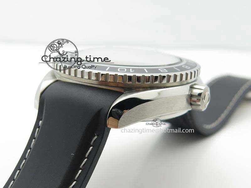 Planet Ocean SS GMT Black Dial Silver Markers On Black Rubber Strap A8605