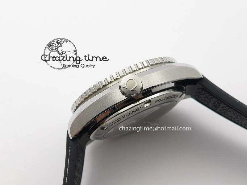 Planet Ocean SS GMT Black Dial Silver Markers On Black Rubber Strap A8605