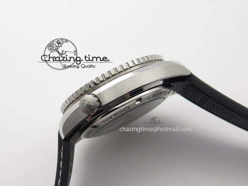 Planet Ocean SS GMT Black Dial Silver Markers On Black Rubber Strap A8605