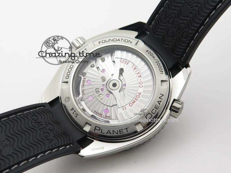 Planet Ocean SS GMT Black Dial Silver Markers On Black Rubber Strap A8605