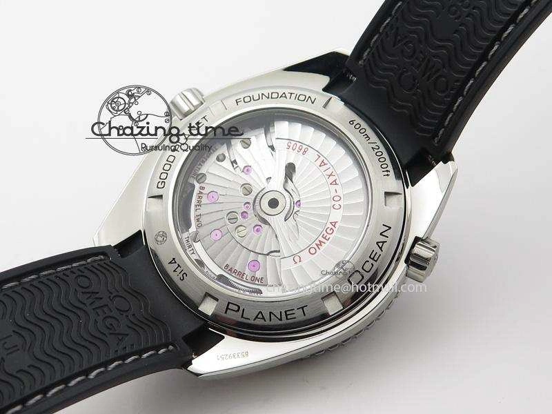 Planet Ocean SS GMT Black Dial Silver Markers On Black Rubber Strap A8605