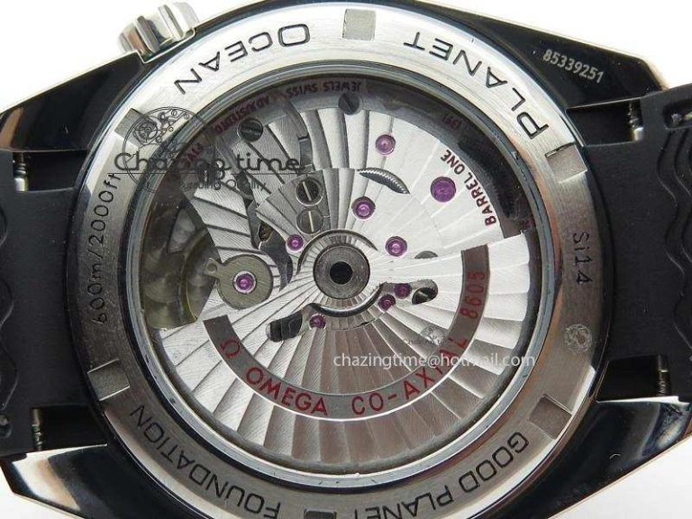 Planet Ocean SS GMT Black Dial Silver Markers On Black Rubber Strap A8605