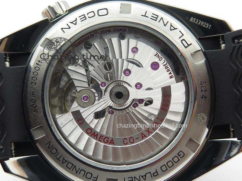 Planet Ocean SS GMT Black Dial Silver Markers On Black Rubber Strap A8605