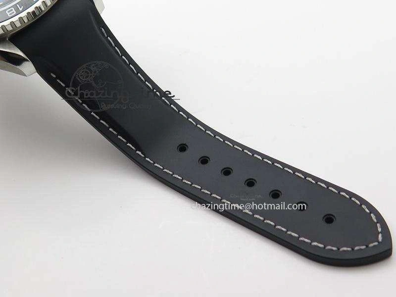 Planet Ocean SS GMT Black Dial Silver Markers On Black Rubber Strap A8605