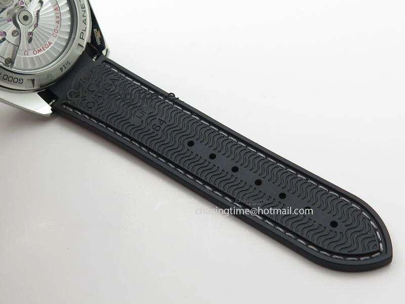 Planet Ocean SS GMT Black Dial Silver Markers On Black Rubber Strap A8605