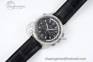 Polaris Chrono SS HKF Best Edition Black Dial on Black Leather Strap A752A