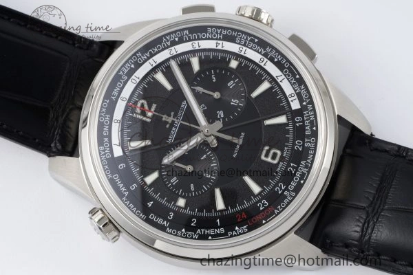 Polaris Chrono SS HKF Best Edition Black Dial on Black Leather Strap A752A