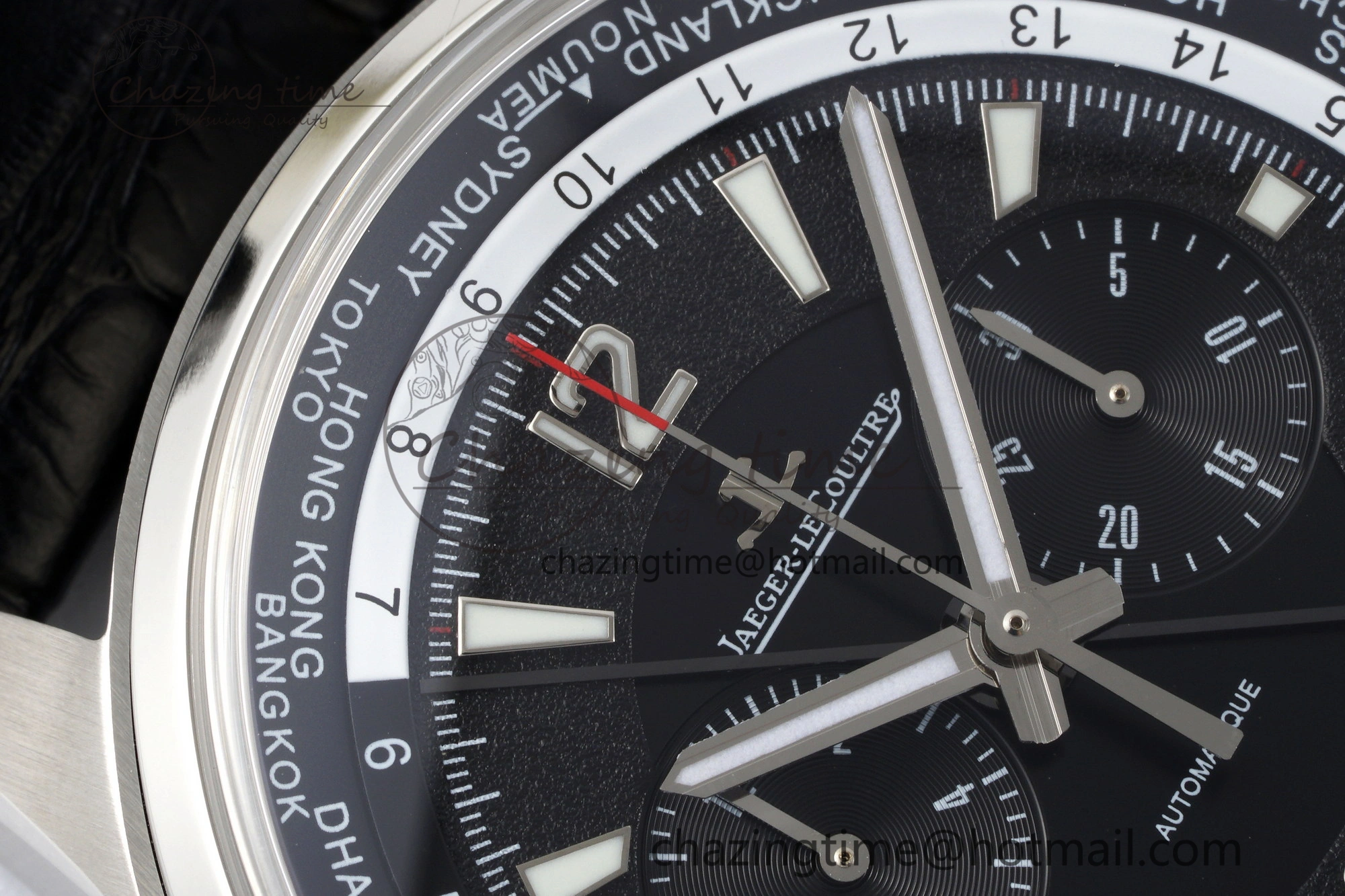 Polaris Chrono SS HKF Best Edition Black Dial on Black Leather Strap A752A