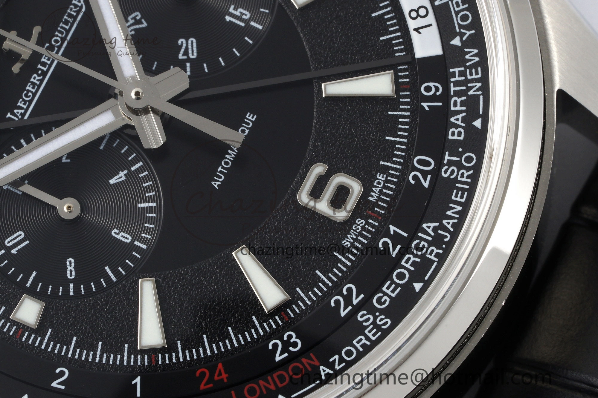 Polaris Chrono SS HKF Best Edition Black Dial on Black Leather Strap A752A