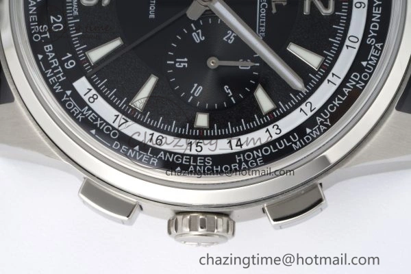 Polaris Chrono SS HKF Best Edition Black Dial on Black Leather Strap A752A