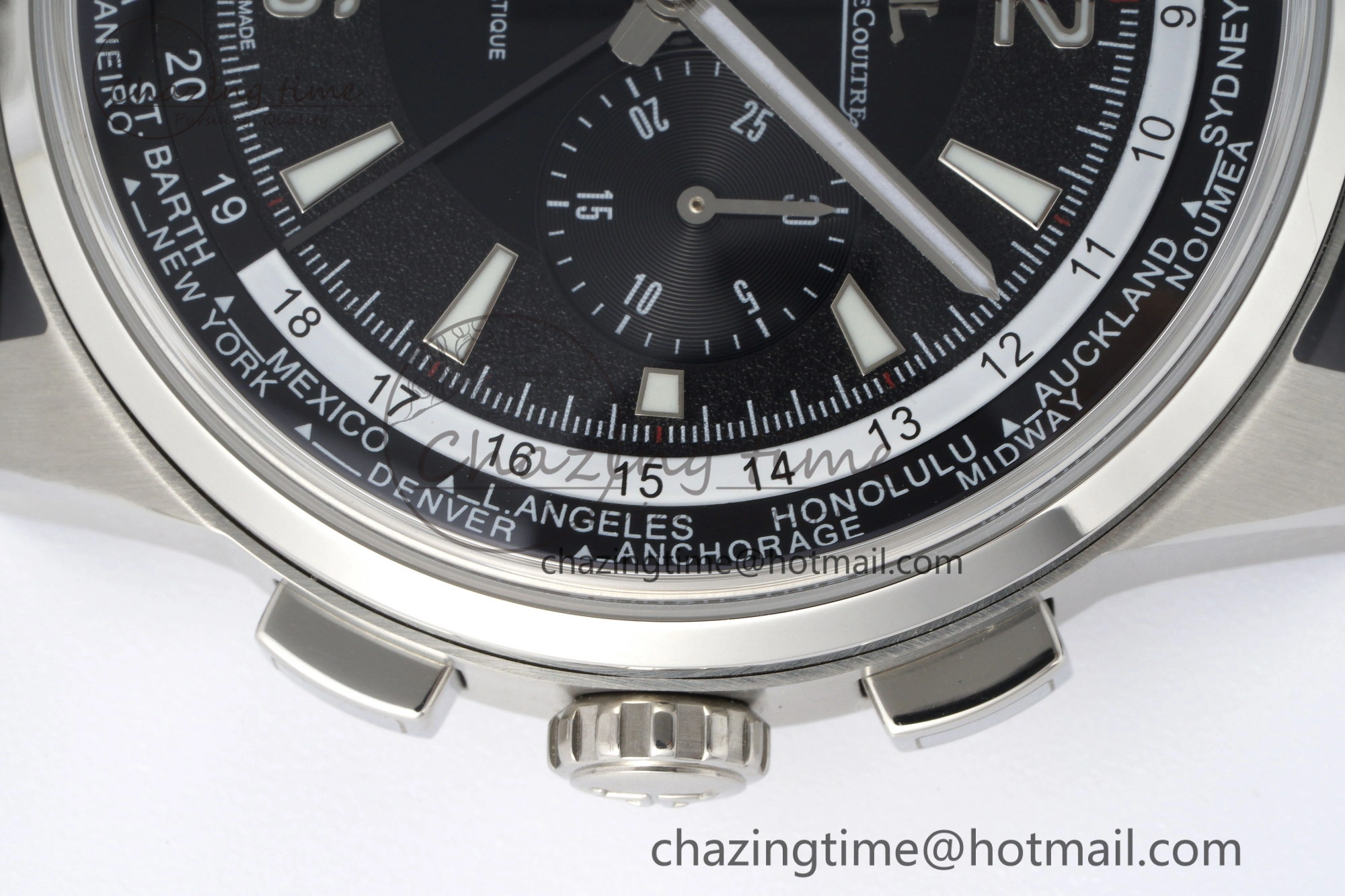 Polaris Chrono SS HKF Best Edition Black Dial on Black Leather Strap A752A