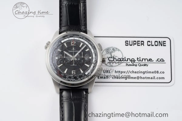 Polaris Chrono SS HKF Best Edition Black Dial on Black Leather Strap A752A