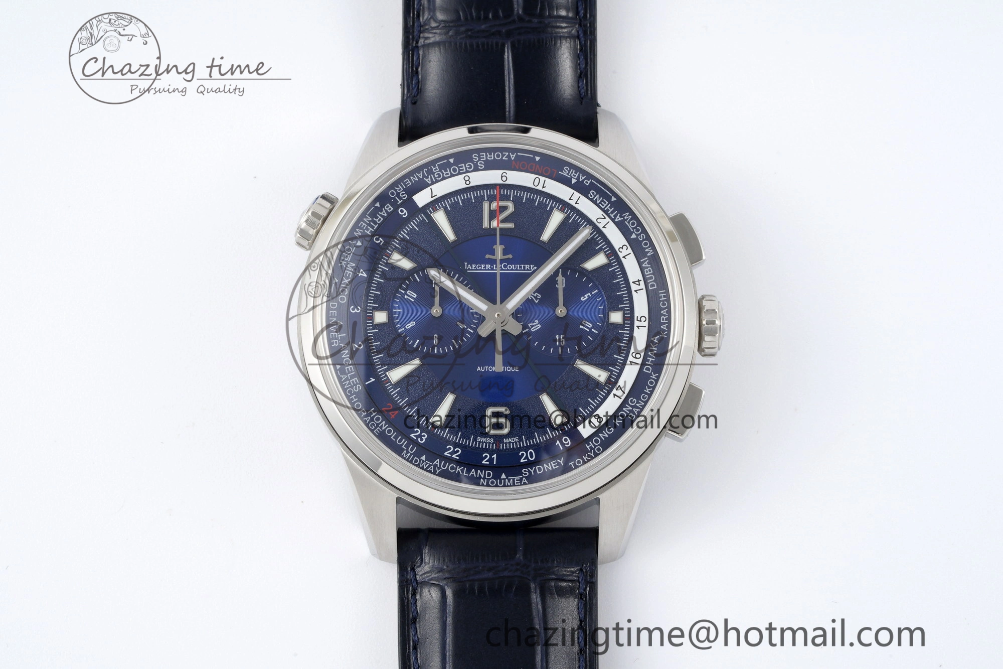 Polaris Chrono SS HKF Best Edition Blue Dial on Blue Leather Strap A752A