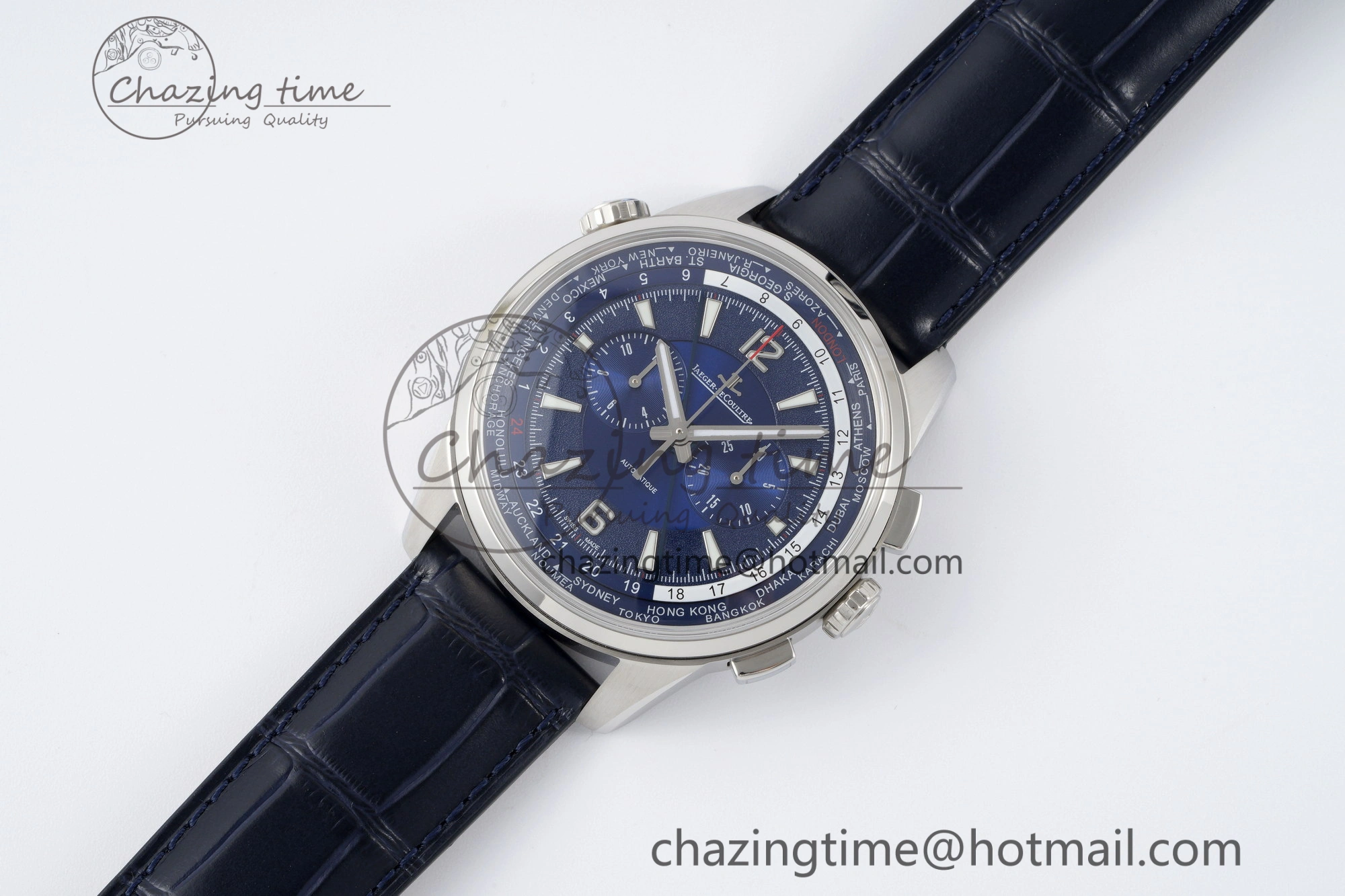 Polaris Chrono SS HKF Best Edition Blue Dial on Blue Leather Strap A752A