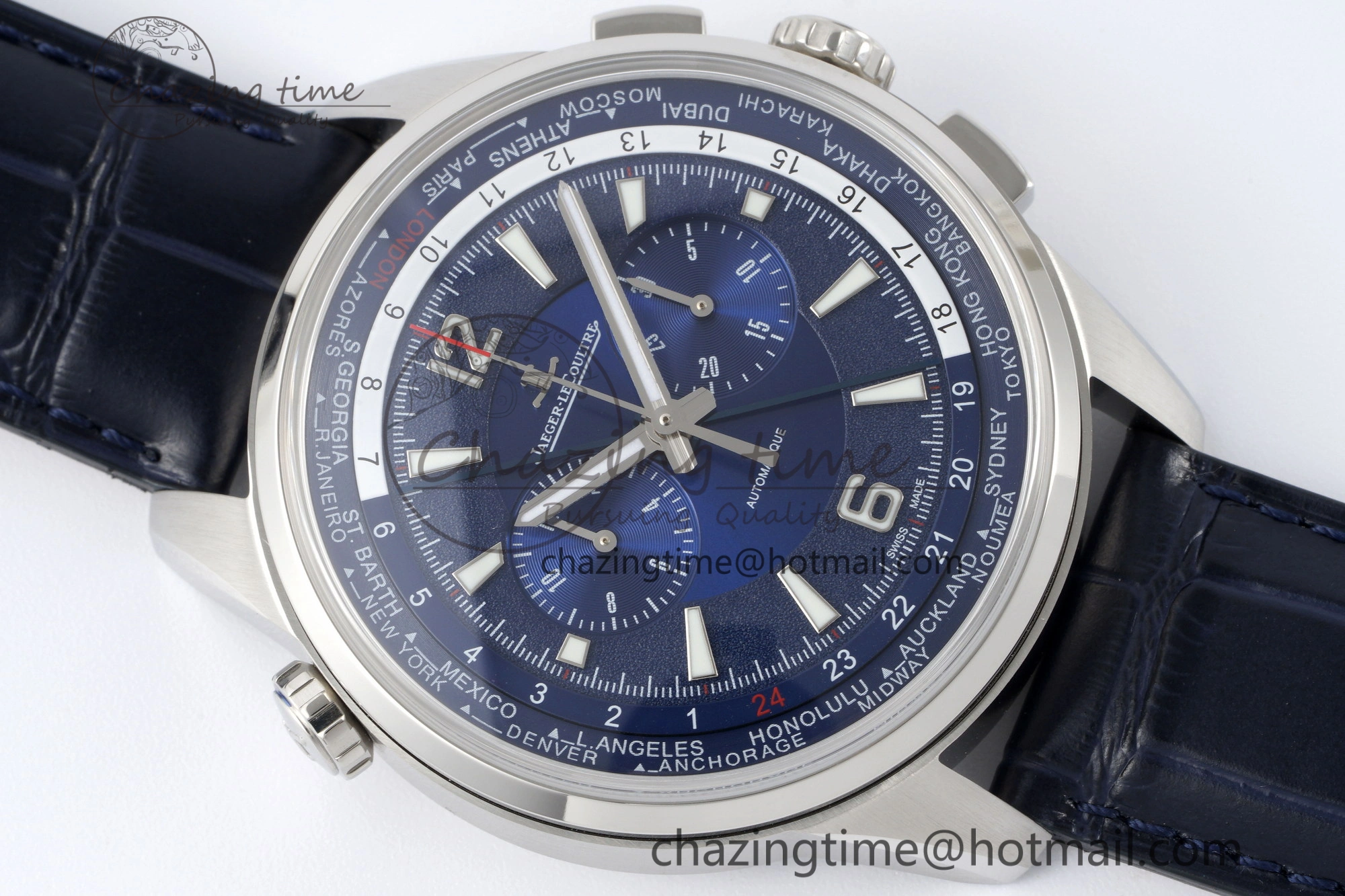 Polaris Chrono SS HKF Best Edition Blue Dial on Blue Leather Strap A752A