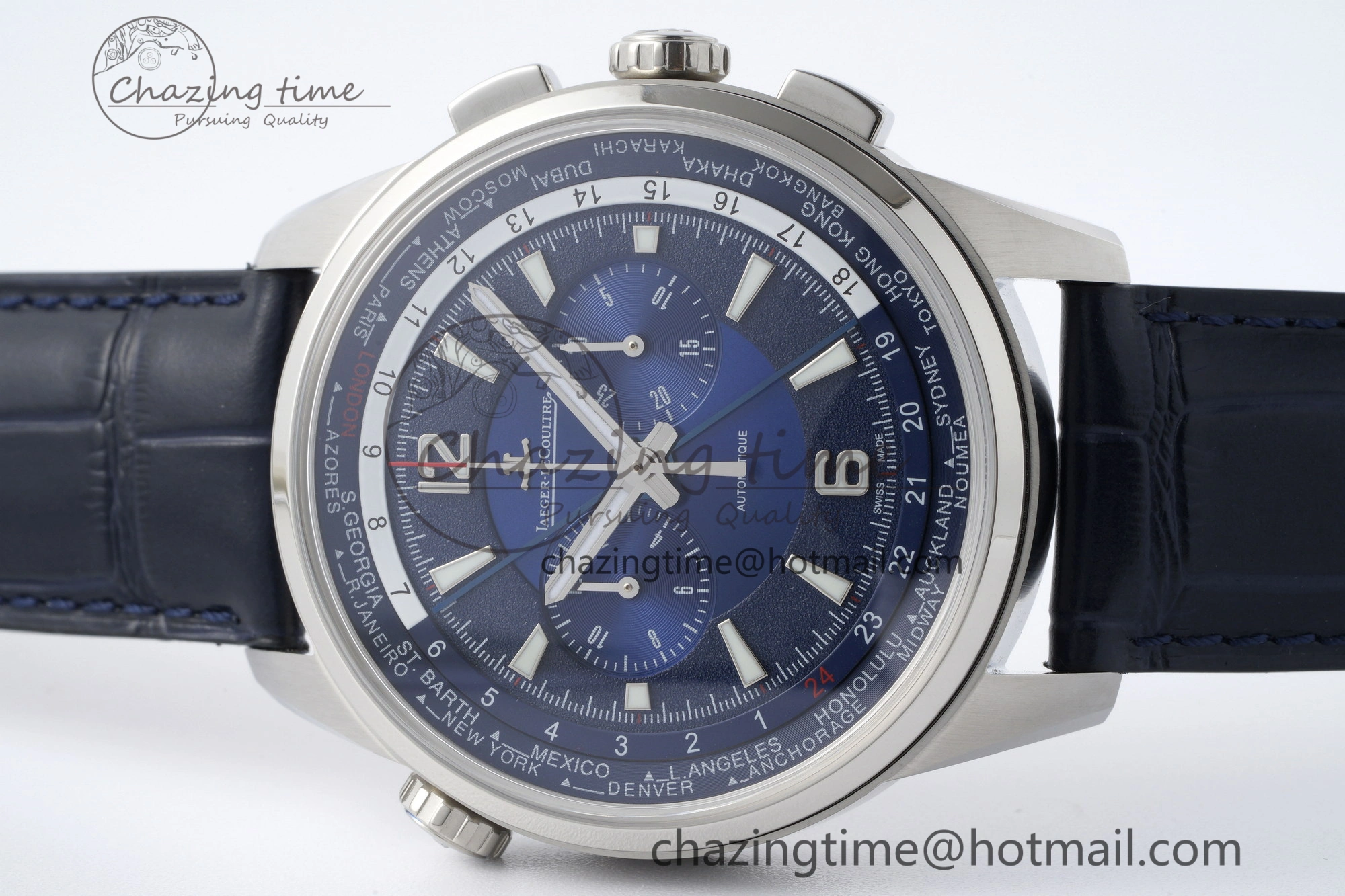 Polaris Chrono SS HKF Best Edition Blue Dial on Blue Leather Strap A752A