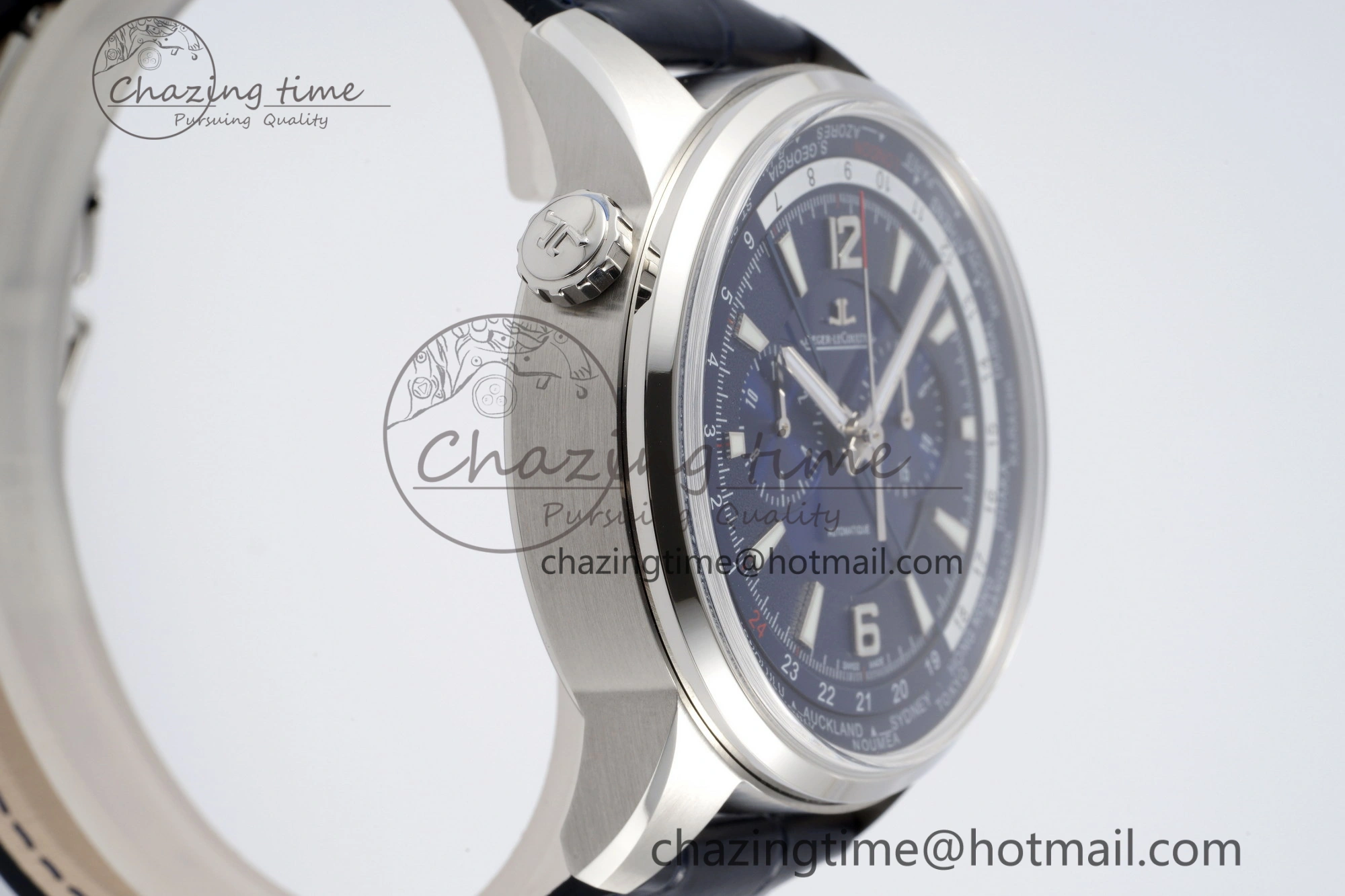 Polaris Chrono SS HKF Best Edition Blue Dial on Blue Leather Strap A752A
