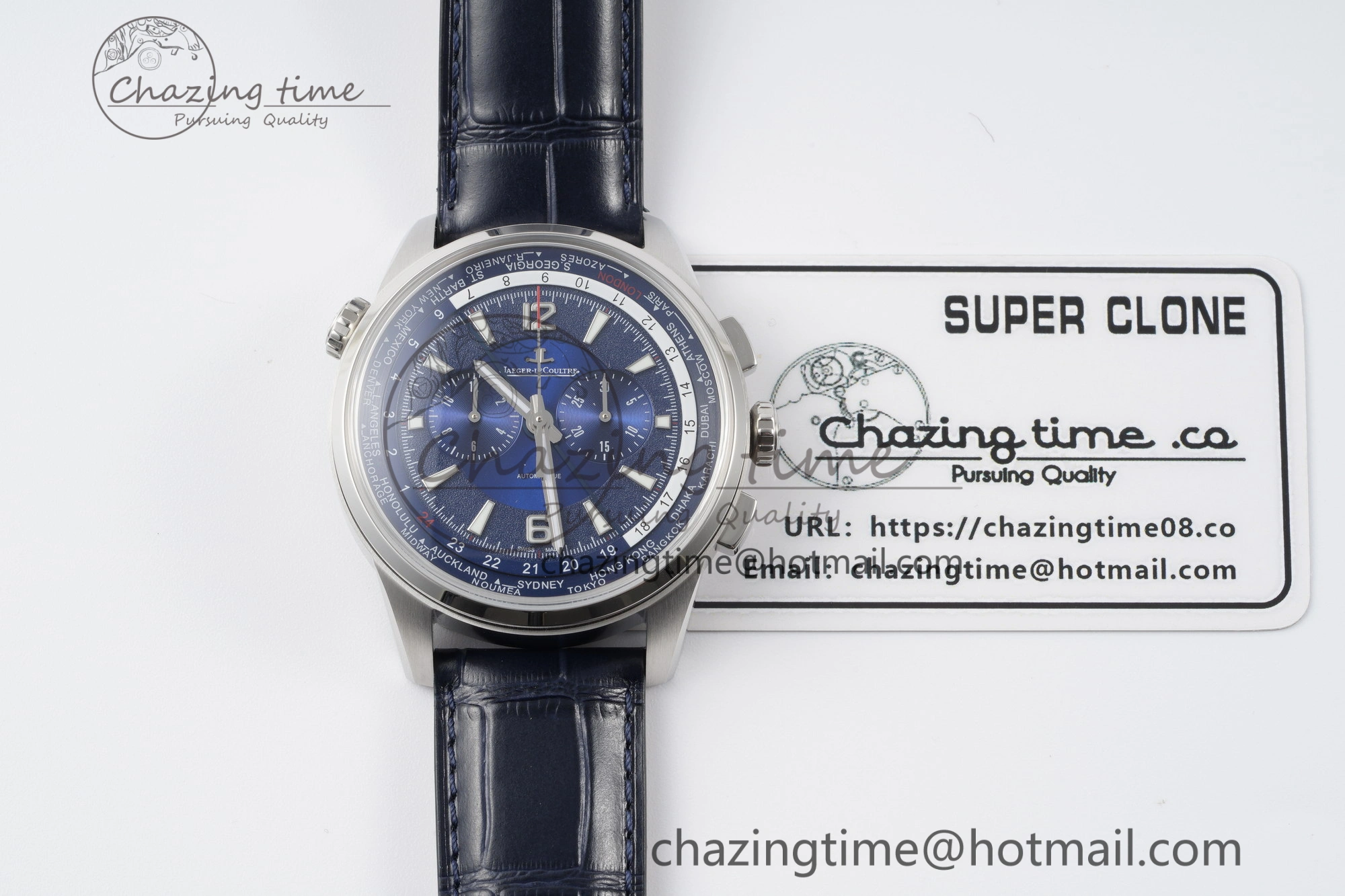 Polaris Chrono SS HKF Best Edition Blue Dial on Blue Leather Strap A752A