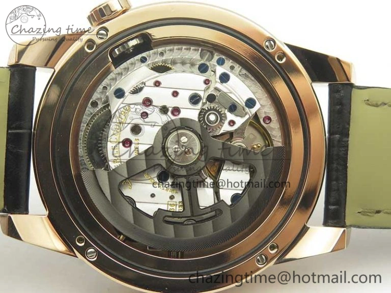 Polaris Geographic WT RG Black Textured Dial on Black Leather Strap A936