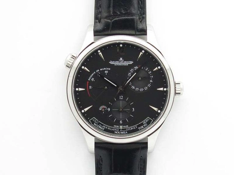 Polaris Geographic WT RG Blue Textured Dial on Black Leather Strap A936