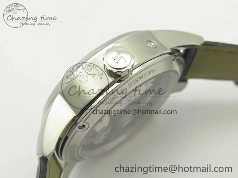 Polaris Geographic WT SS Black Textured Dial on Black Leather Strap A936