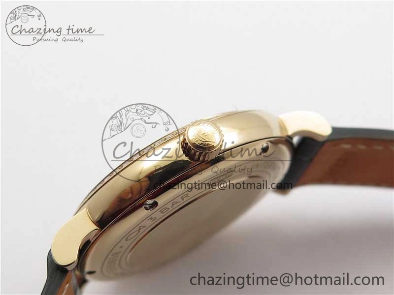 Portofino 37mm RG V7F 1:1 Best Edition Gray Dial Diamonds Bezel on Black Leather Strap A2892