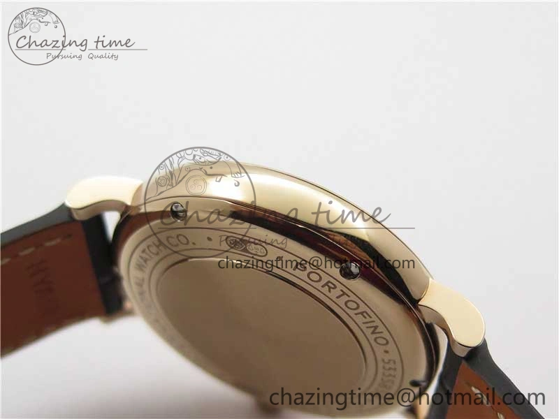 Portofino 37mm RG V7F 1:1 Best Edition Gray Dial Diamonds Bezel on Black Leather Strap A2892