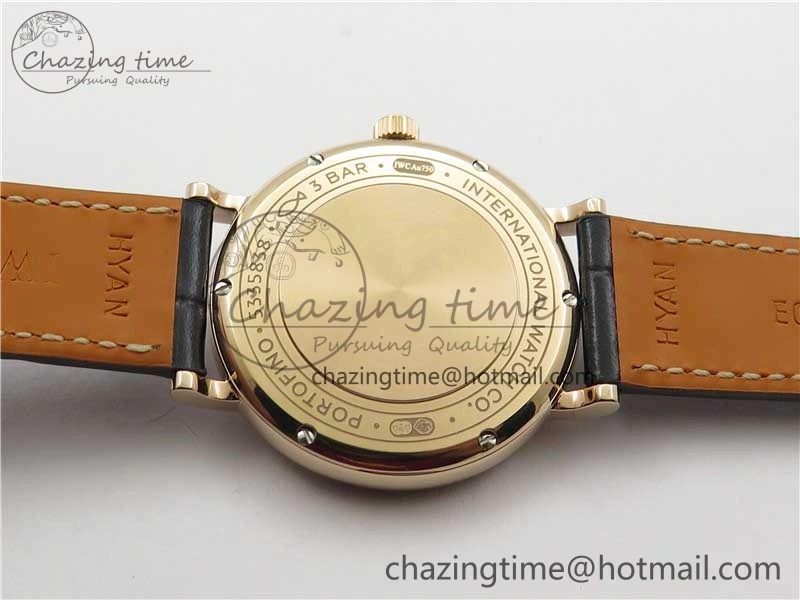 Portofino 37mm RG V7F 1:1 Best Edition Gray Dial Diamonds Bezel on Black Leather Strap A2892