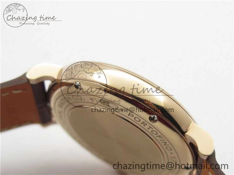 Portofino 37mm RG V7F 1:1 Best Edition Gray Dial on Deep Brown Leather Strap A2892