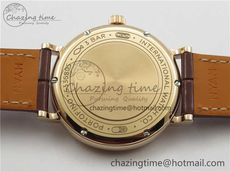 Portofino 37mm RG V7F 1:1 Best Edition Gray Dial on Deep Brown Leather Strap A2892