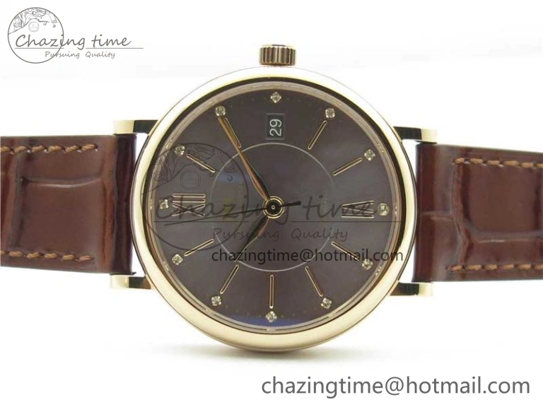 Portofino 37mm RG V7F 1:1 Best Edition Gray Dial on Deep Brown Leather Strap A2892