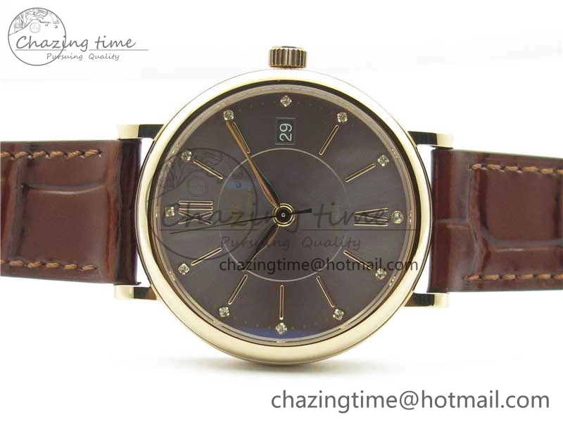 Portofino 37mm RG V7F 1:1 Best Edition Gray Dial on Deep Brown Leather Strap A2892