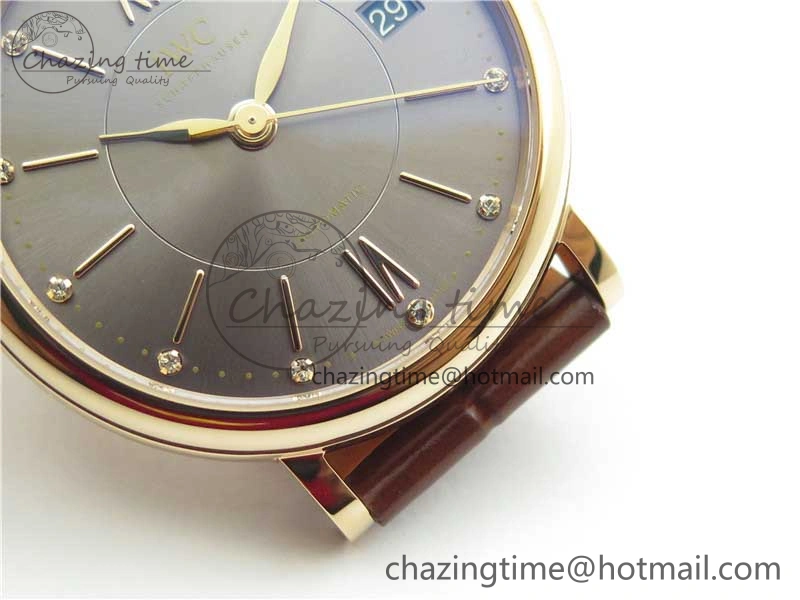 Portofino 37mm RG V7F 1:1 Best Edition Gray Dial on Deep Brown Leather Strap A2892