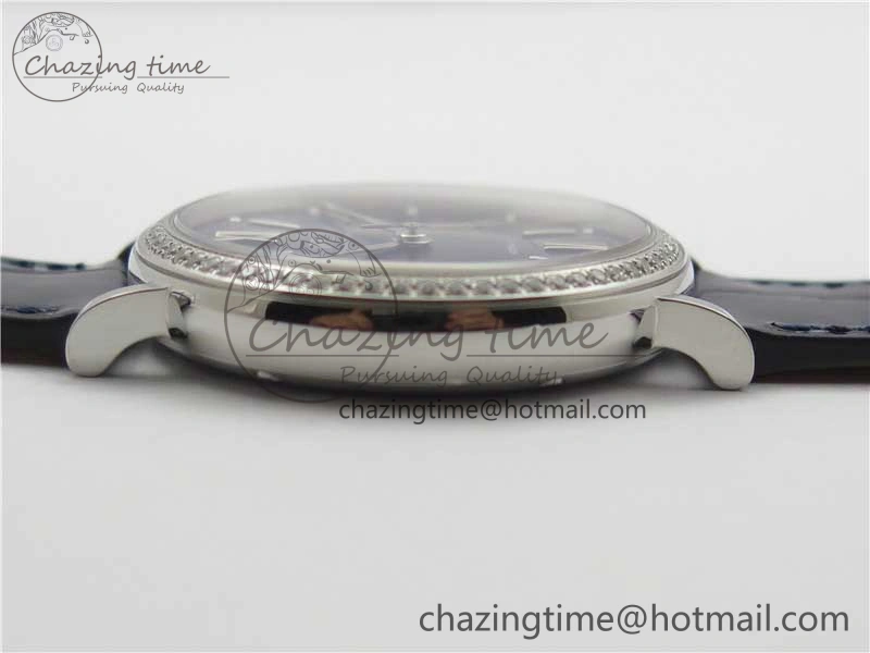 Portofino 37mm SS V7F 1:1 Best Edition Blue Dial Diamonds Bezel on Blue Leather Strap A2892