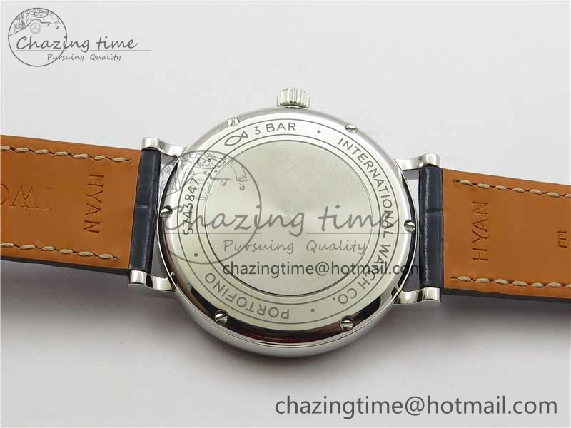 Portofino 37mm SS V7F 1:1 Best Edition Blue Dial Diamonds Bezel on Blue Leather Strap A2892
