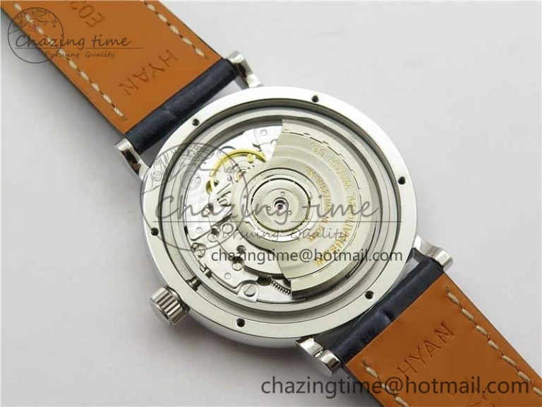 Portofino 37mm SS V7F 1:1 Best Edition Blue Dial Diamonds Bezel on Blue Leather Strap A2892