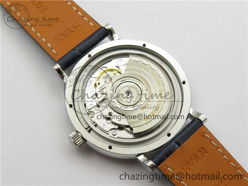 Portofino 37mm SS V7F 1:1 Best Edition Blue Dial Diamonds Bezel on Blue Leather Strap A2892